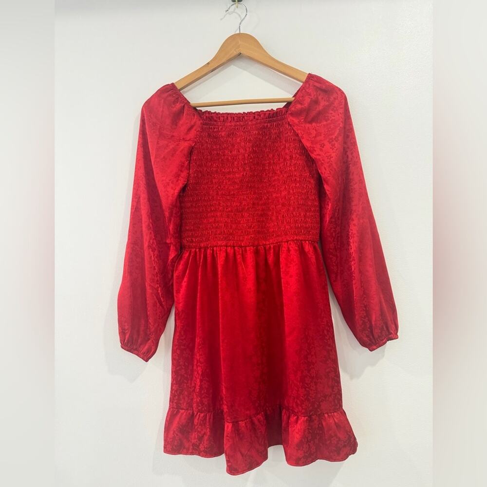 Girls Art Class Floral Red Long Sleeve Smocked Dress XL